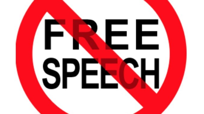 Free-Speech Free Speech with a red line through it.
